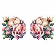 Bunny Flowers 1 White Cloud Decor Transfer