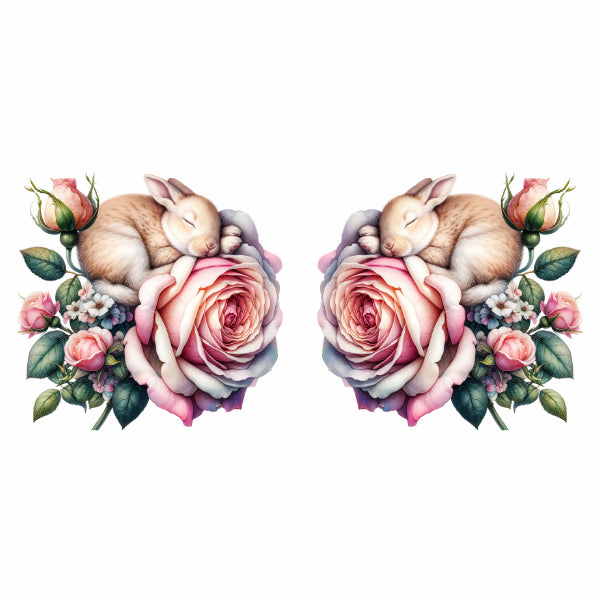 Bunny Flowers 1 White Cloud Decor Transfer