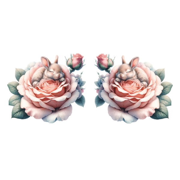 Bunny Flowers 2 White Cloud Decor Transfer