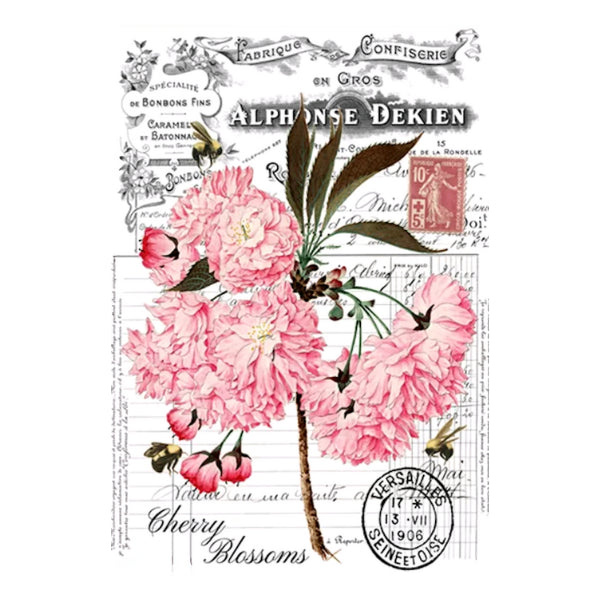 Cherry Blossom & Carnation White Cloud Decor Transfer