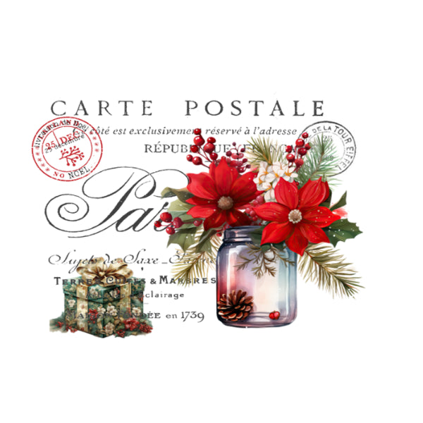 Christmas Carte Postale White Cloud Decor Transfer