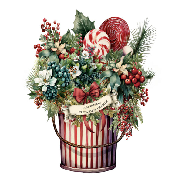 Christmas Flower Market 1 White Cloud Decor Transfer