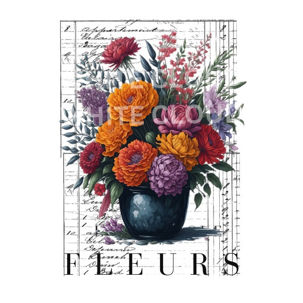 Fleurs 3 White Cloud Decor Transfer