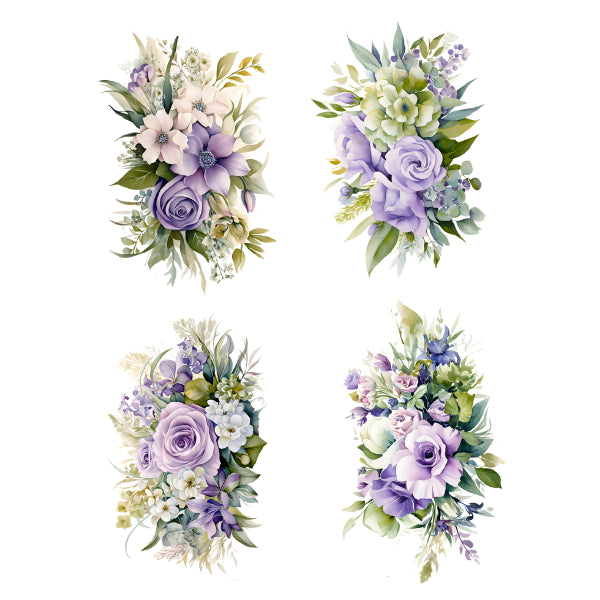 Flower Set 10 White Cloud Decor Transfers