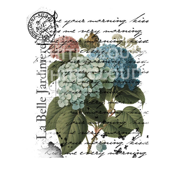 French Hydrangea White Cloud Decor Transfer