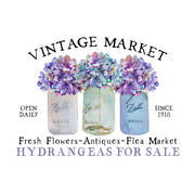 Market Hydrangeas White Cloud Decor Transfer