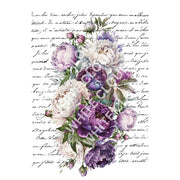 Script & Peonies White Cloud Decor Transfer