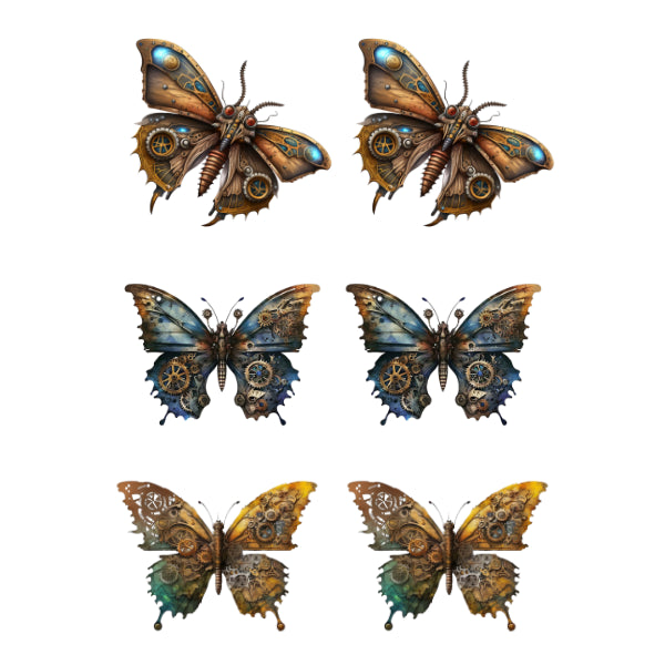 Steam Punk Butterflies 1 White Cloud Decor Transfers