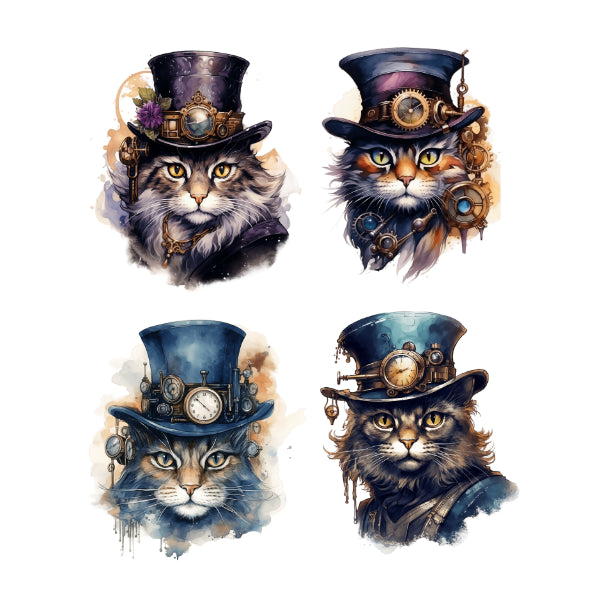 Steam Punk Cats 5 White Cloud Decor Transfer