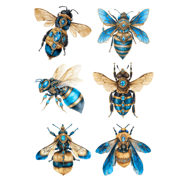 Turquoise Bees White Cloud Decor Transfer