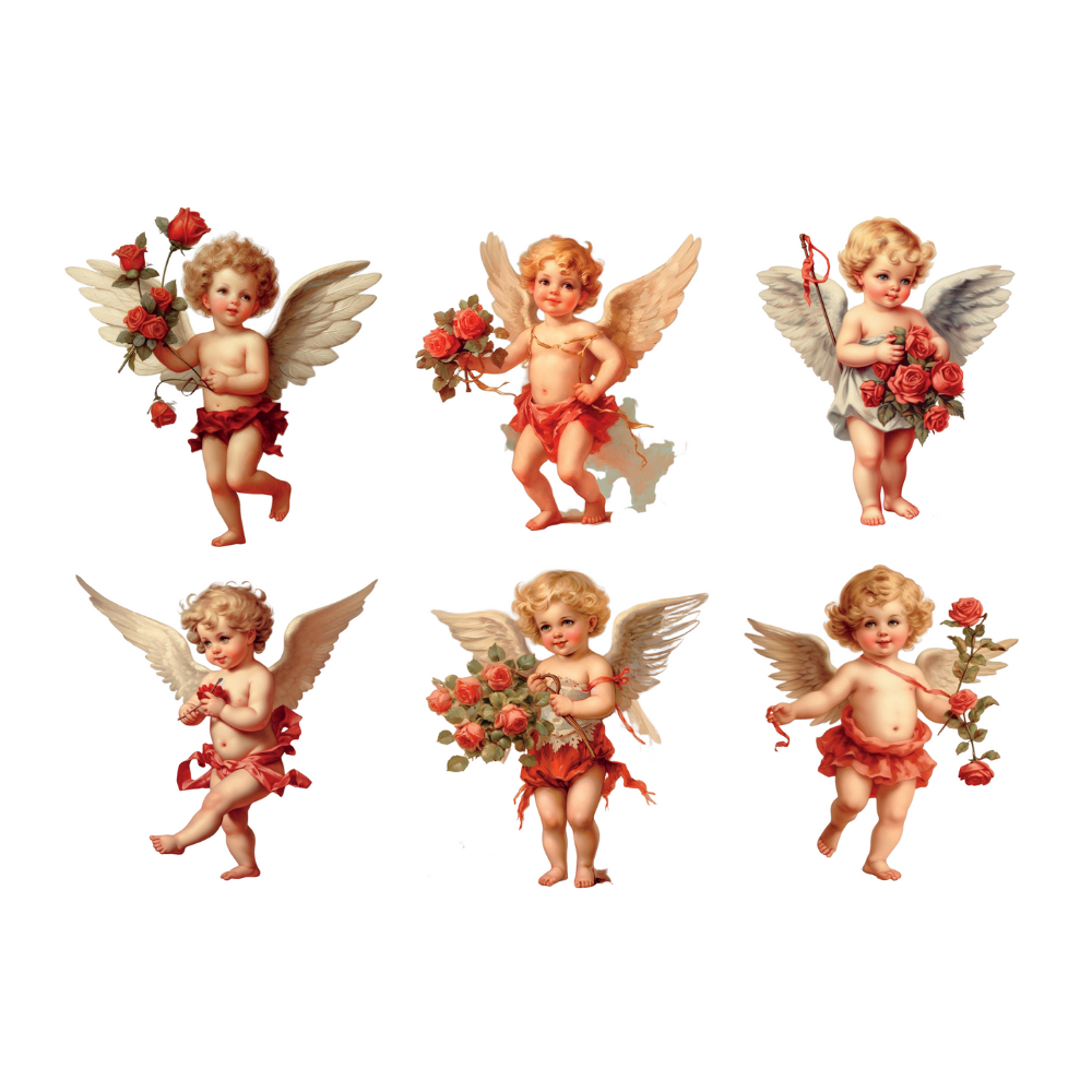 Valentines Cherubs White Cloud Decor Transfer