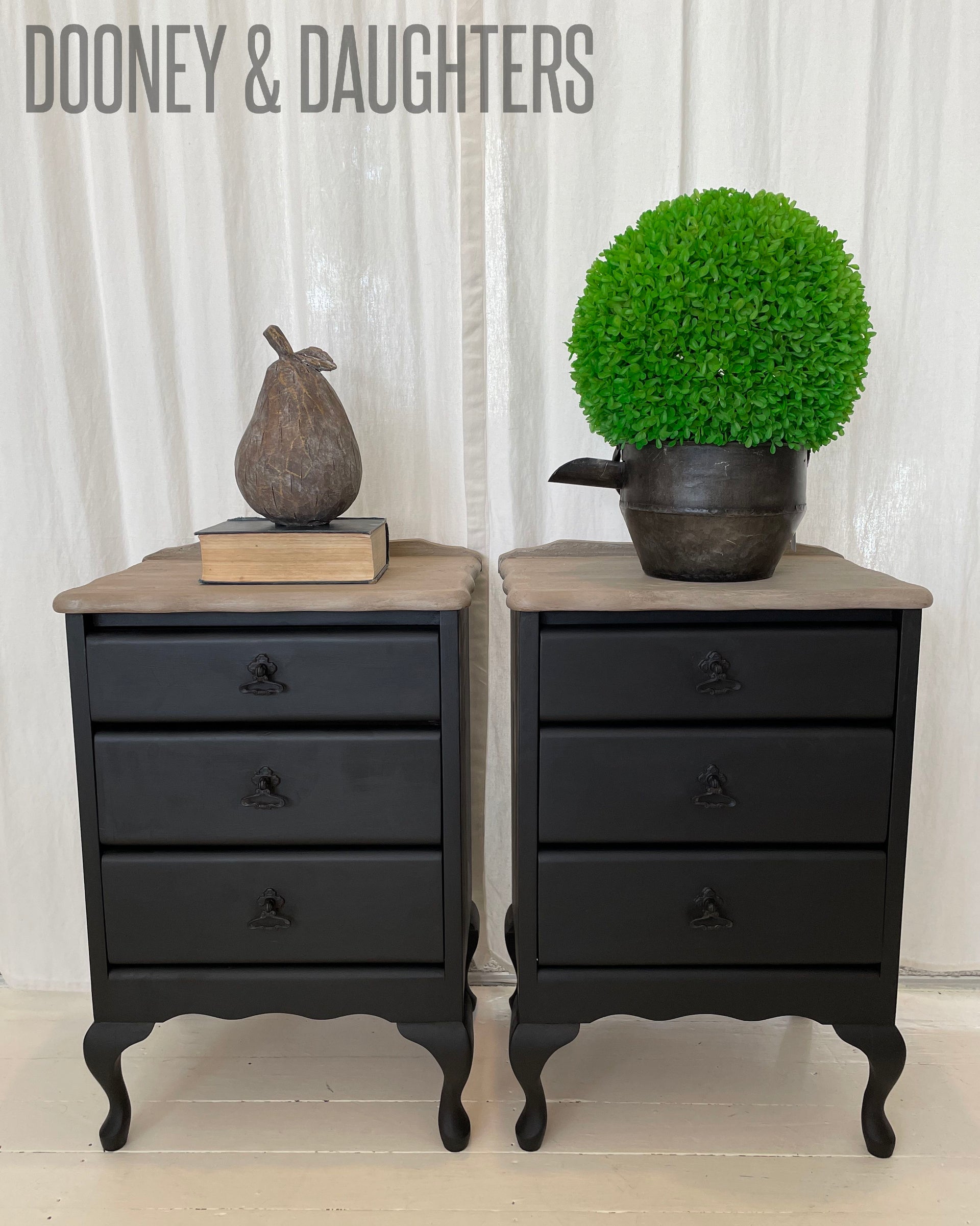 Carbon Black Faux Wood Bedsides