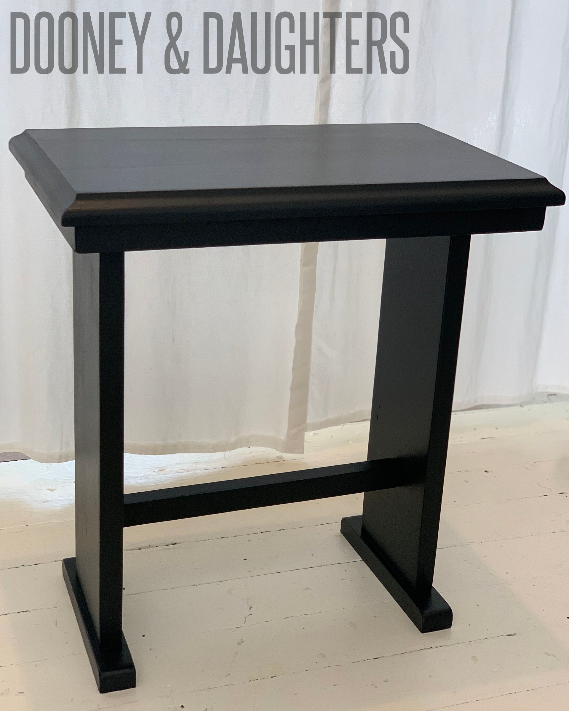 Carbon Black Satin Lacquer Small Side Table