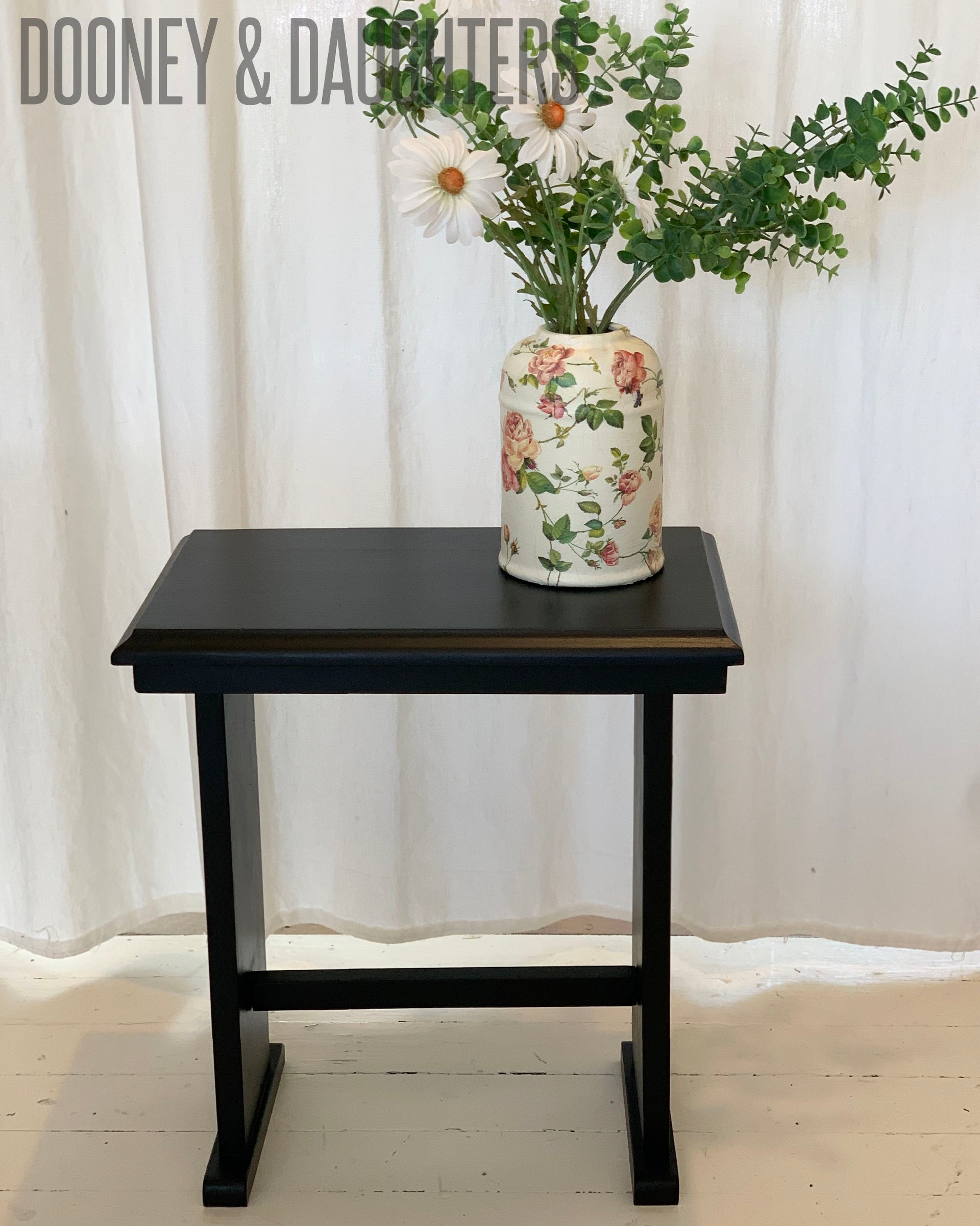 Carbon Black Satin Lacquer Small Side Table