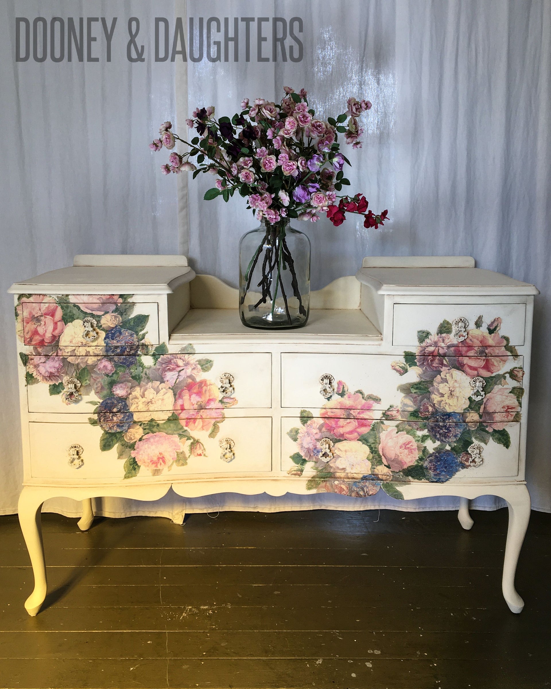 Peony Decoupage Dresser