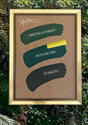 Close-up of Botanic Ink wall paint texture – ink-toned green