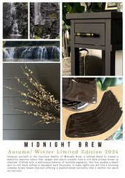 Moody, earthy interior using Midnight Brew Velvet Luxe colour