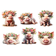 Adorable Pigs White Cloud Decor Transfer