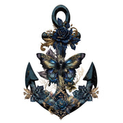Anchor 4 White Cloud Decor Transfer. Decorative anchor with floral and butterfly design