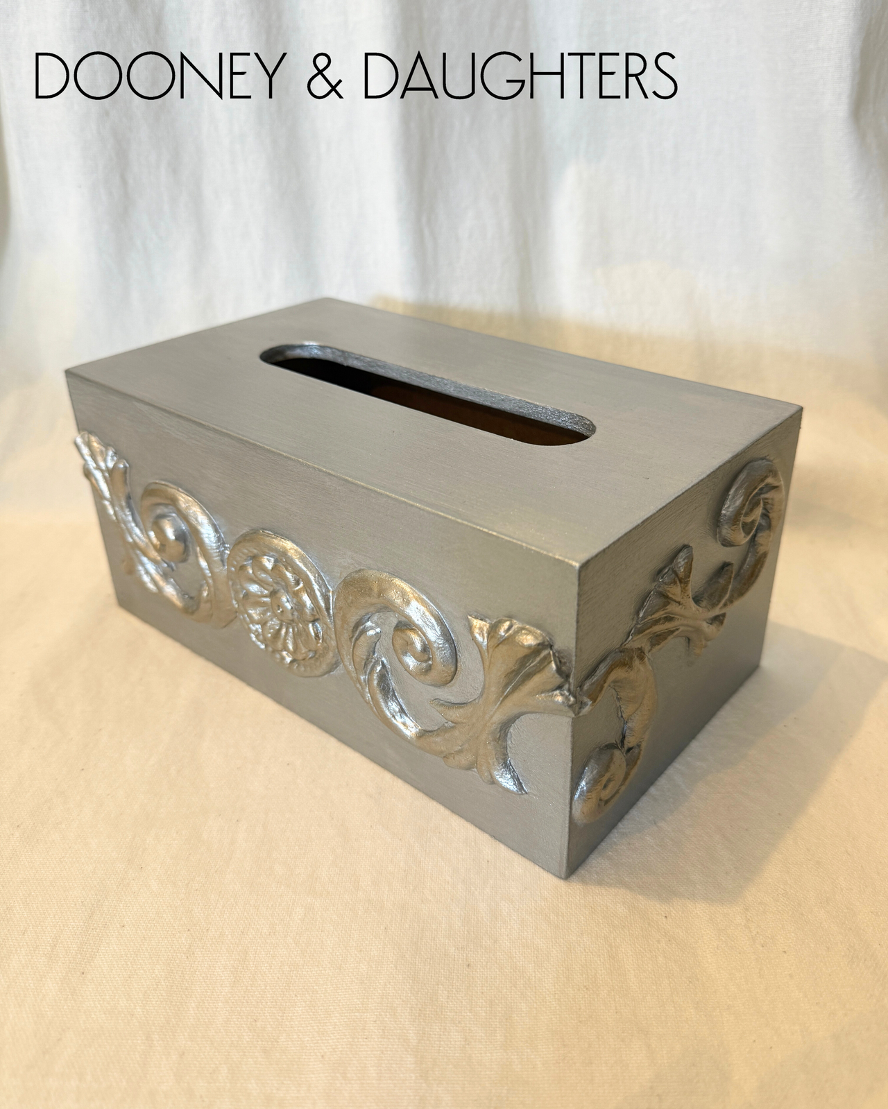 Arcadian Silver Rectangle Tissue Box