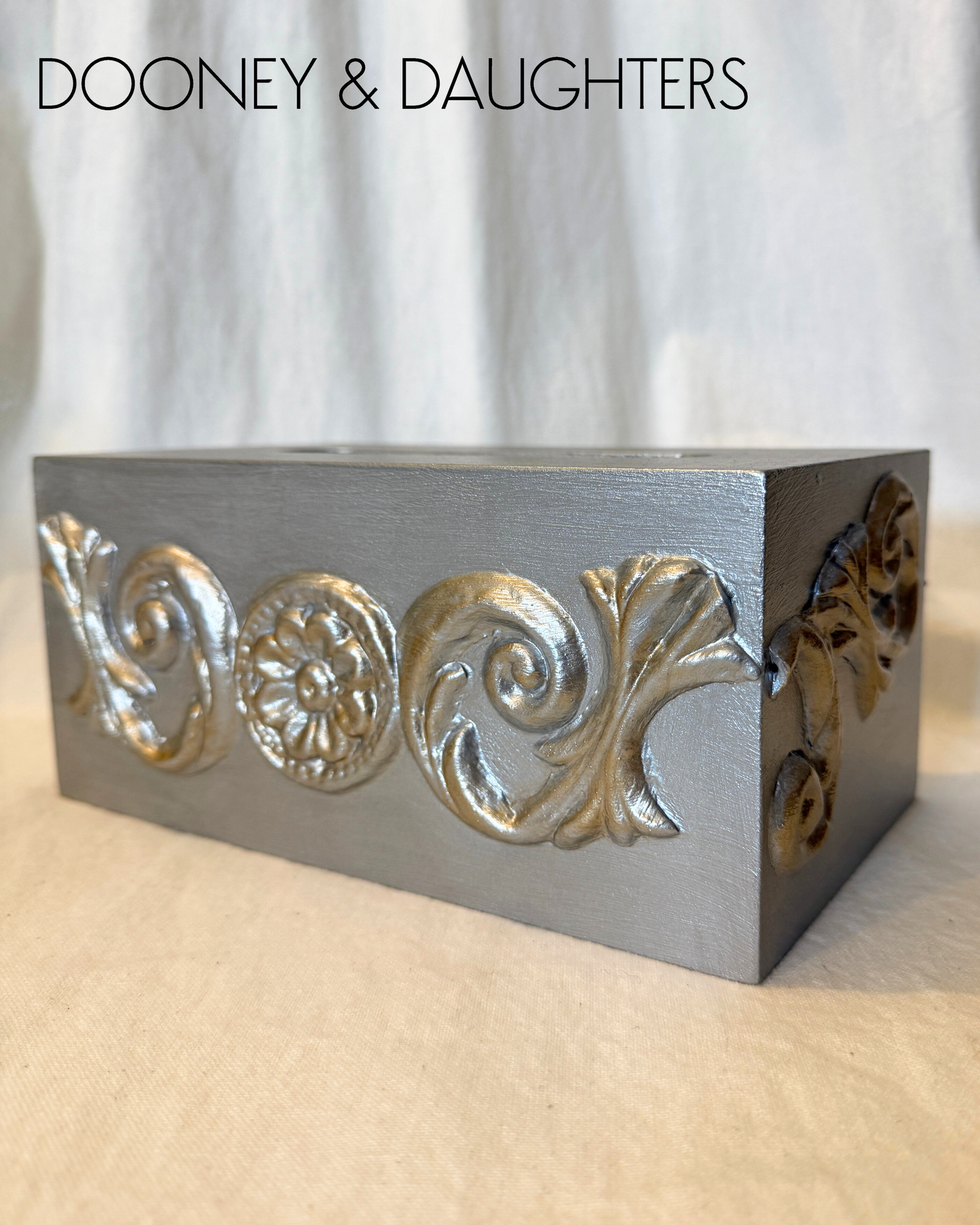 Arcadian Silver Rectangle Tissue Box
