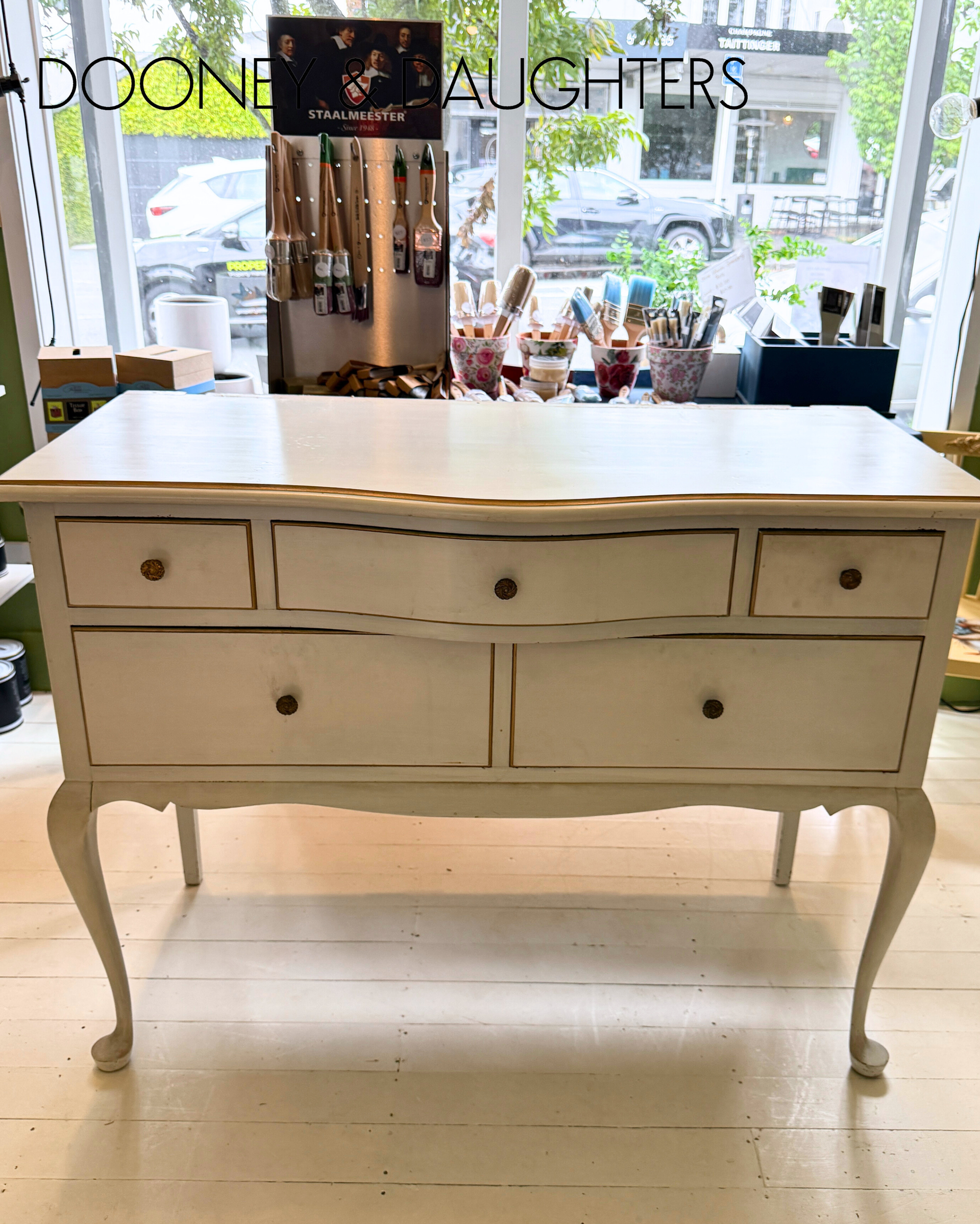 Baked Apple Dresser with Mirror Before