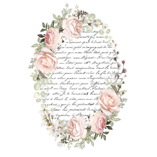 Blooms & Script White Cloud Decor Transfer
