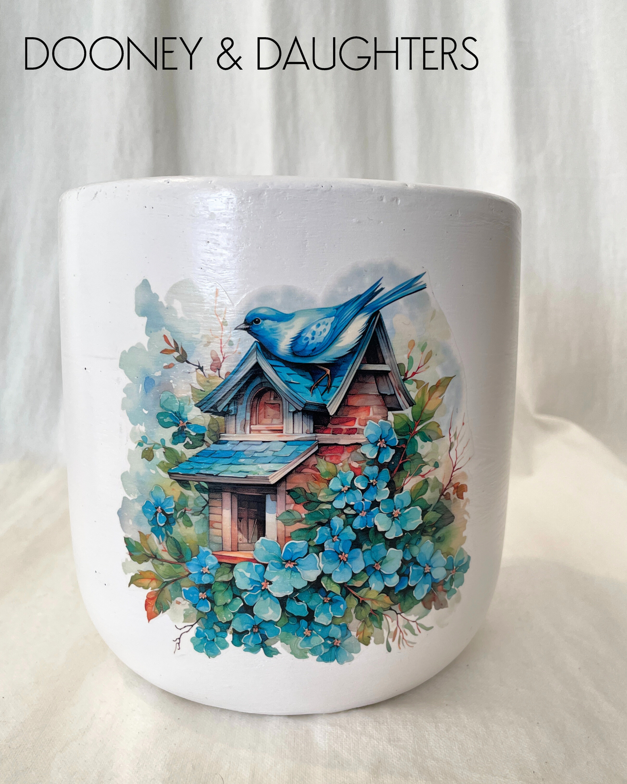 Large Pot - Blue Bird House