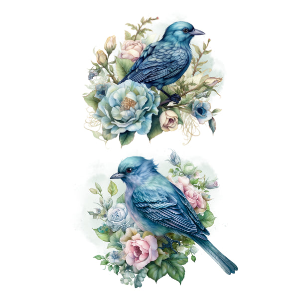 Blue Birds 2 White Cloud Decor Transfer