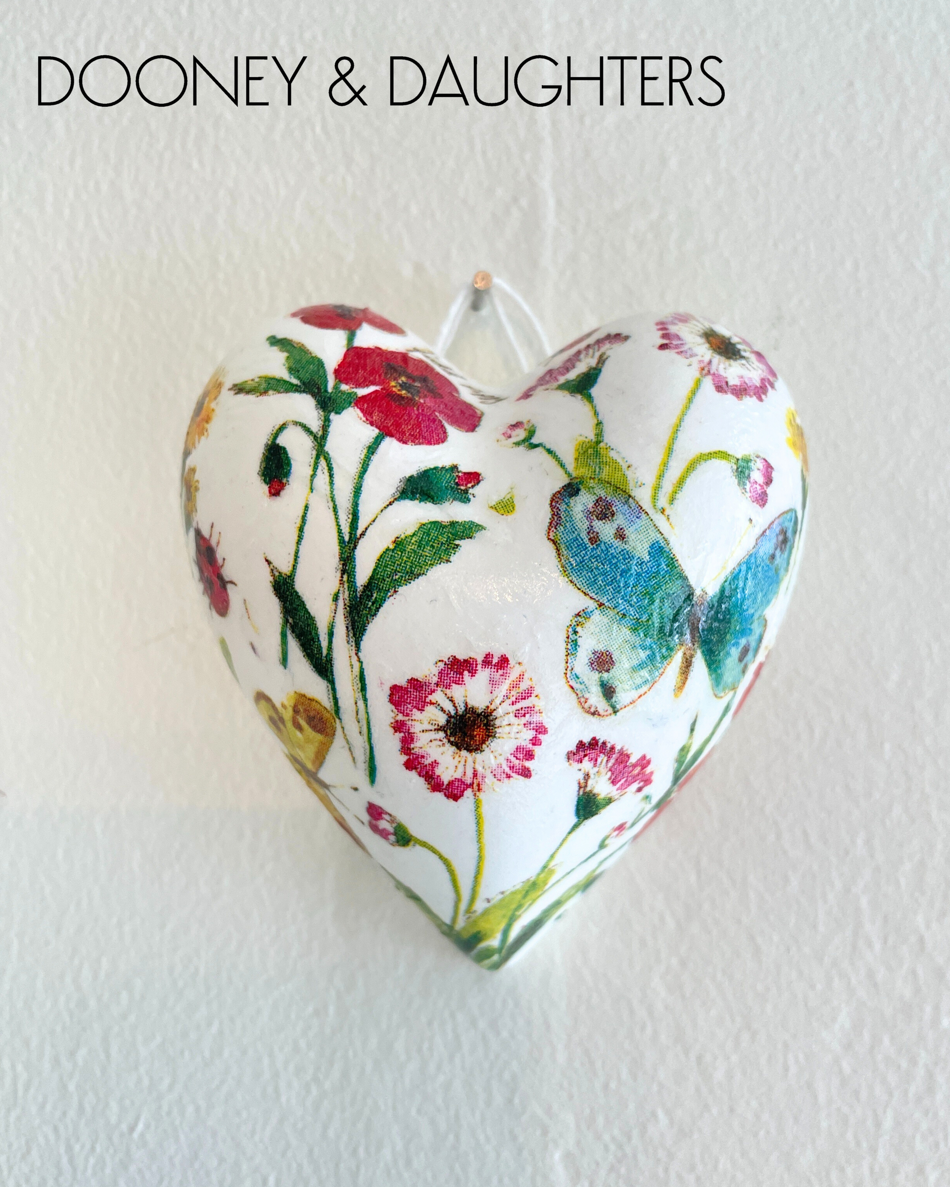 Mini Heart - Blue Butterfly & Flowers