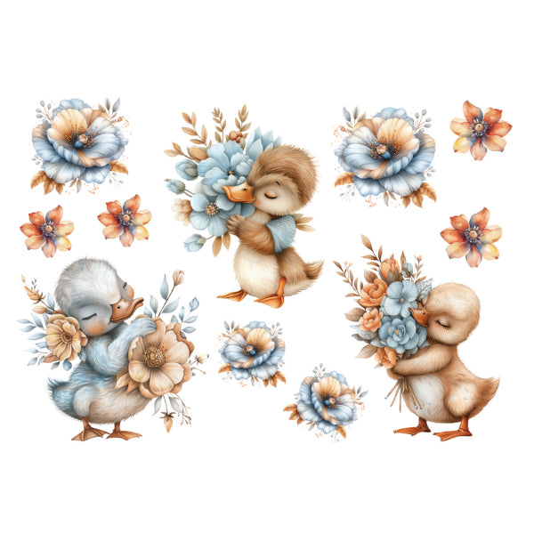 Blue Ducks White Cloud Decor Transfer