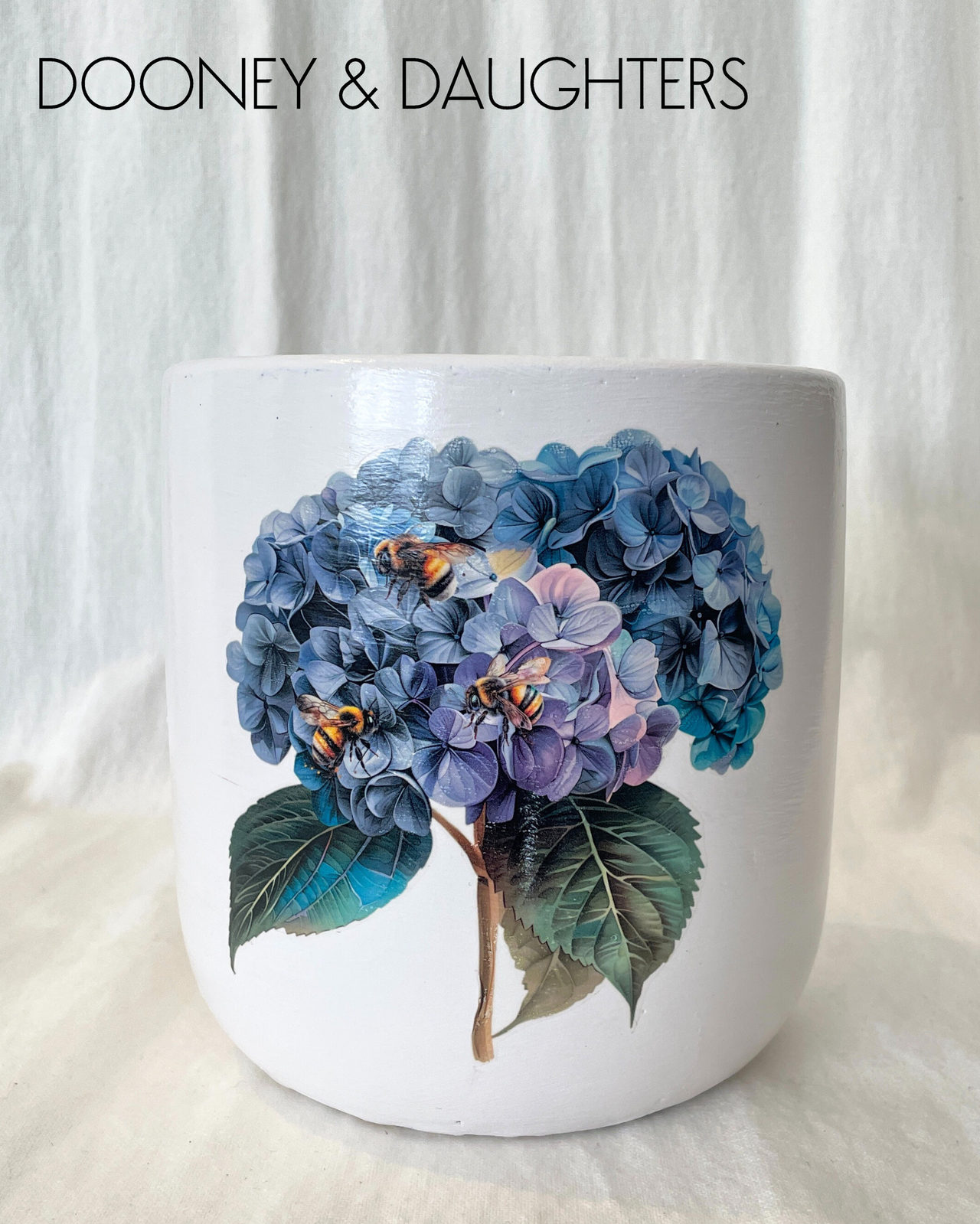 Large Pot - Blue Hydrangeas with Bees