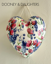 Medium Heart - Blue & Pink Flowers
