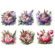 Bunny Flowers White Cloud Decor Transfer
