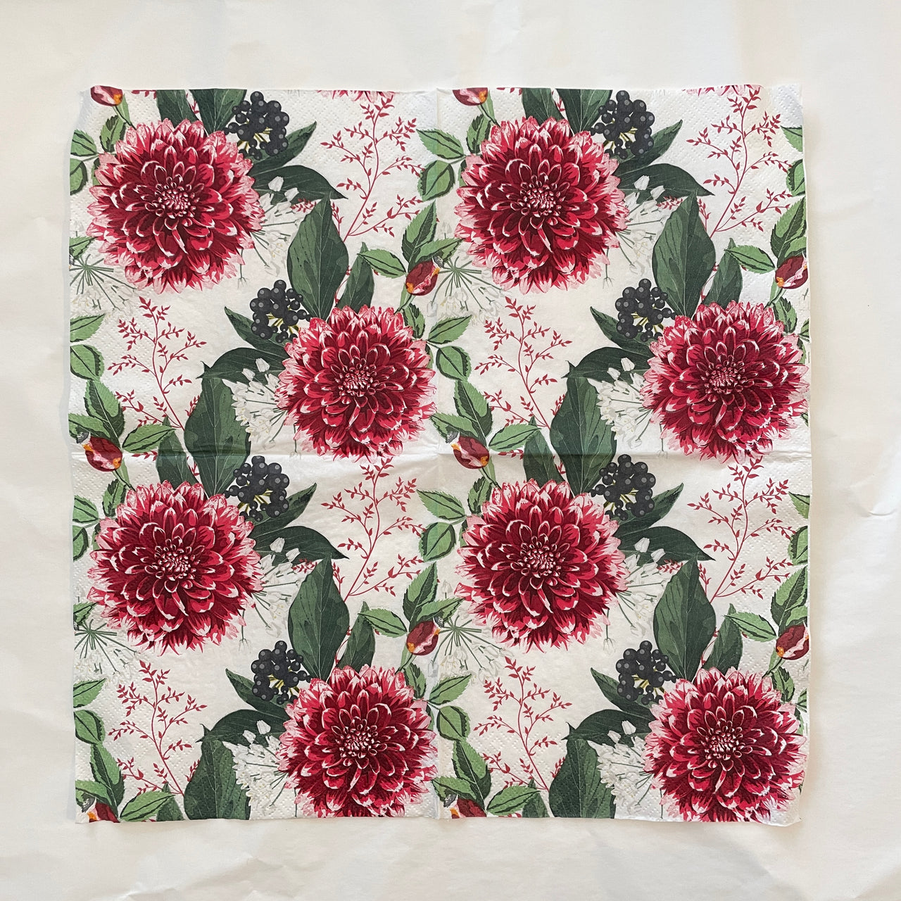 Napkin - Burgundy Dahlia Flowers