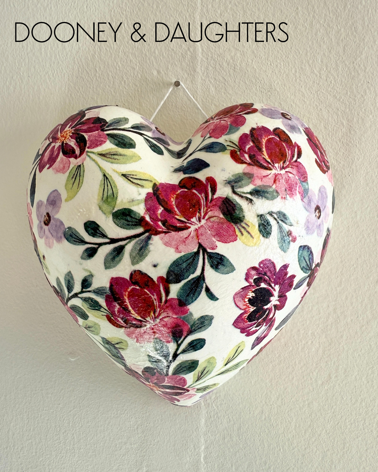 Burgundy Flowers Medium Heart