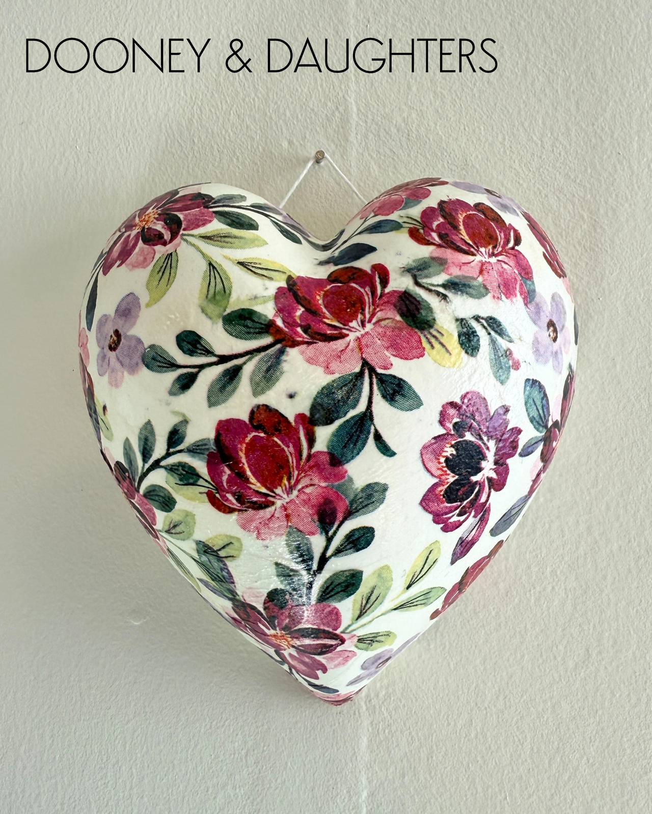 Burgundy Flowers Medium Heart