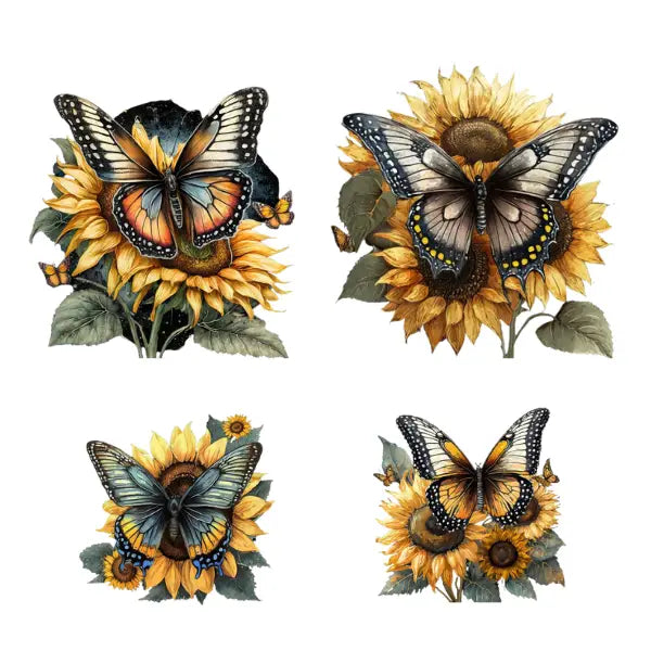 Butterfly & Sunflower White Cloud Decor Transfer