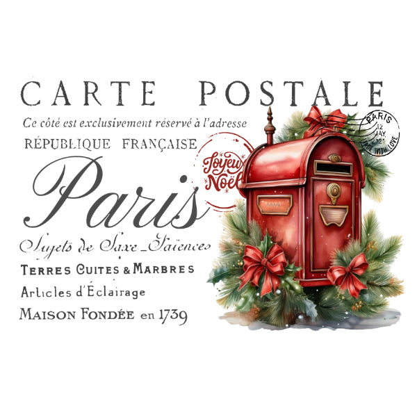 Christmas Carte Postale 1 White Cloud Decor Transfer