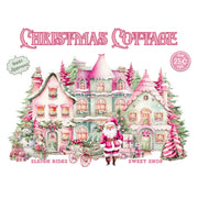 Christmas Cottage White Cloud Decor Transfer