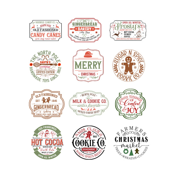 Christmas Labels 5 White Cloud Decor Transfer