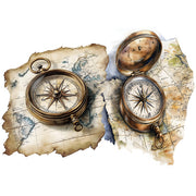 Compass & Map 1 White Cloud Decor Transfer