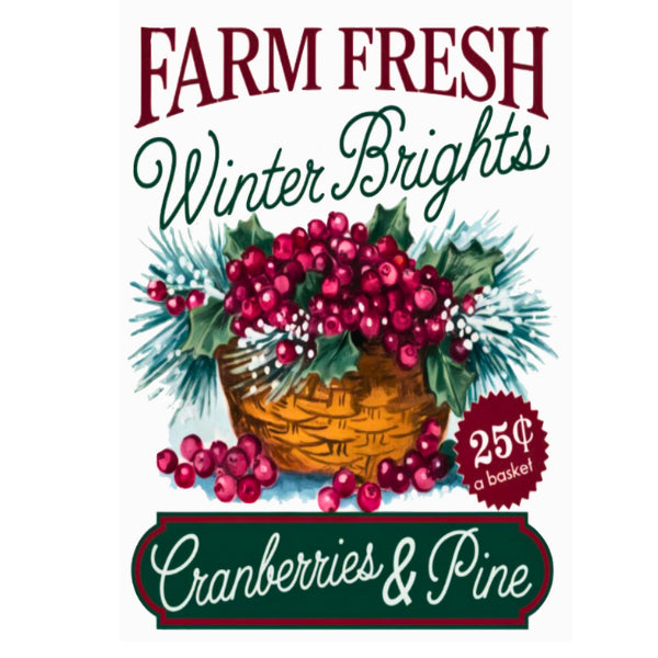 Cranberries & Pine White Cloud Decor Transfer