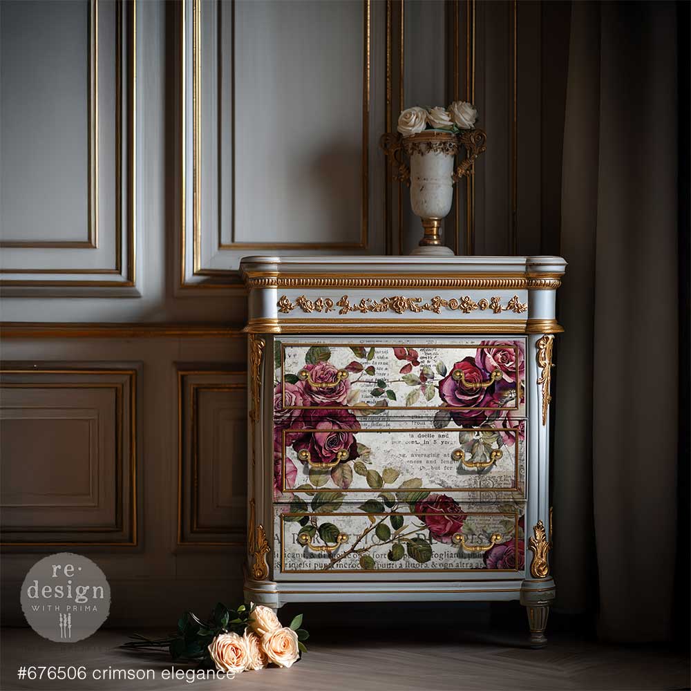 Decoupage Fiber - Crimson Elegance