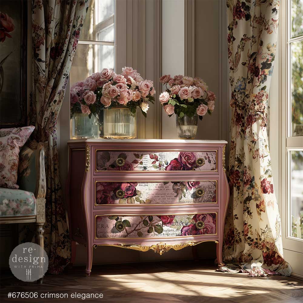 Decoupage Fiber - Crimson Elegance