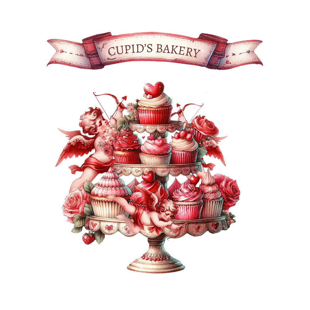 Cupids Bakery White Cloud Decor Transfer