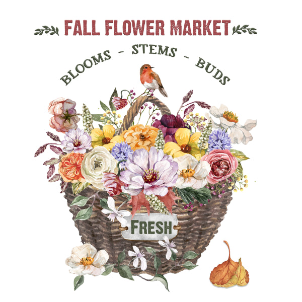 Fall Flower Market White Cloud Decor Transfer