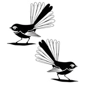 Two black and white illustrations of fantails. Fantails 3 White Cloud Decor Transfer