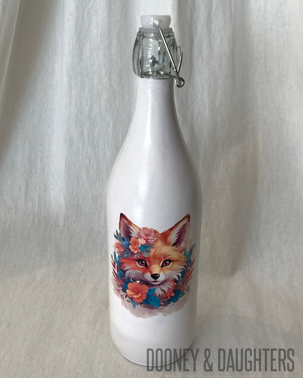 Floral Fox One Glass Bottle