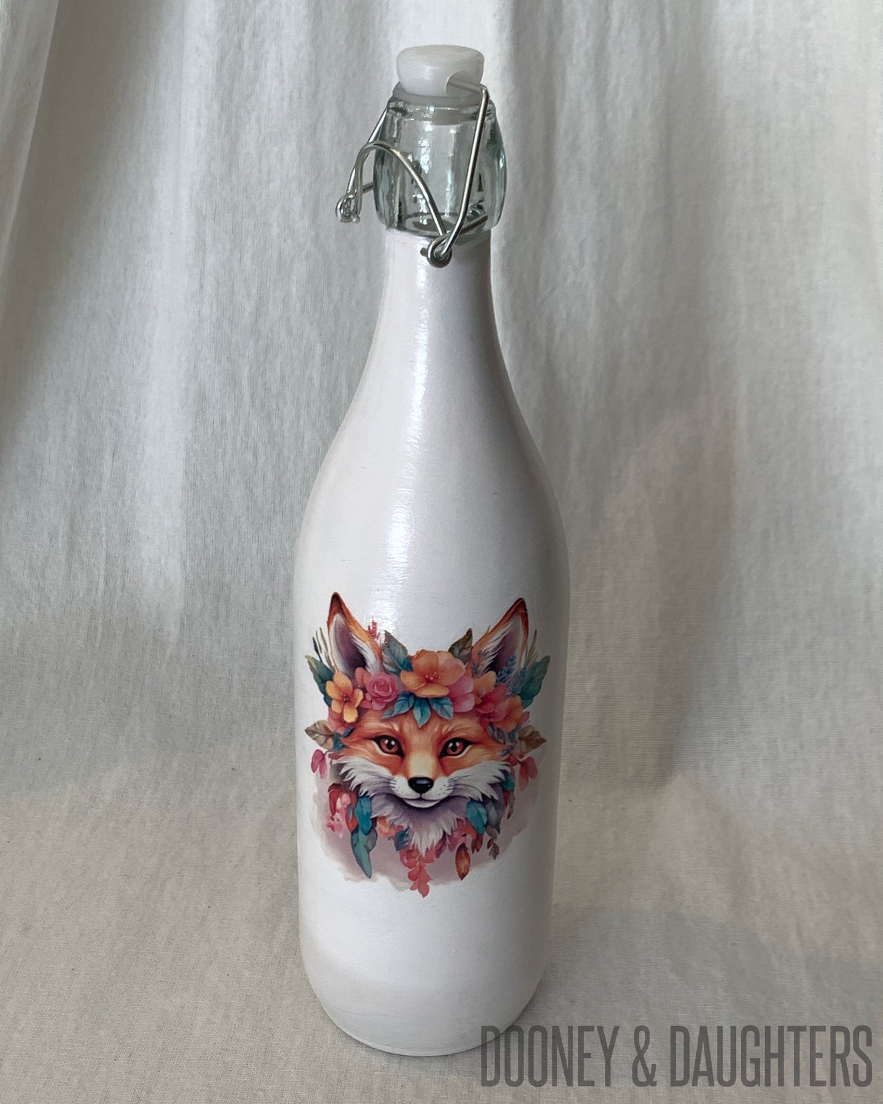 Floral Fox Two Glass Bottle